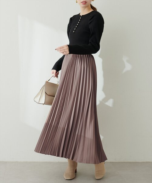 natural couture（ナチュラルクチュール）の「アコーディオンプリーツスカート（スカート・レディース・モカ/その他1/ボルドー/クリーム/ブラック・FREE）」の14枚目の写真
