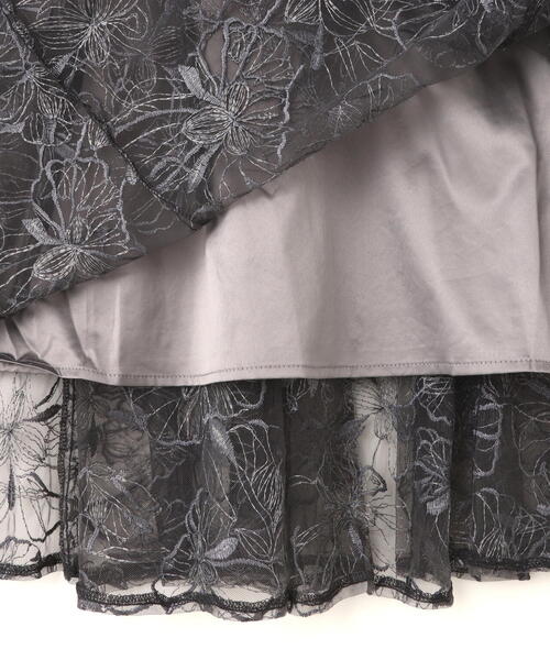 N.（N. Natural Beauty Basic）（エヌエヌナチュラルビューティーベーシック）の「◆チュールレースロングスカート（スカート・レディース・グレー/ベージュ・MEDIUM/SMALL）」の7枚目の写真