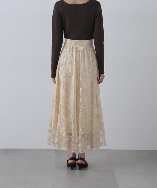 N.（N. Natural Beauty Basic）（エヌエヌナチュラルビューティーベーシック）の「◆チュールレースロングスカート（スカート・レディース・グレー/ベージュ・MEDIUM/SMALL）」の17枚目の写真