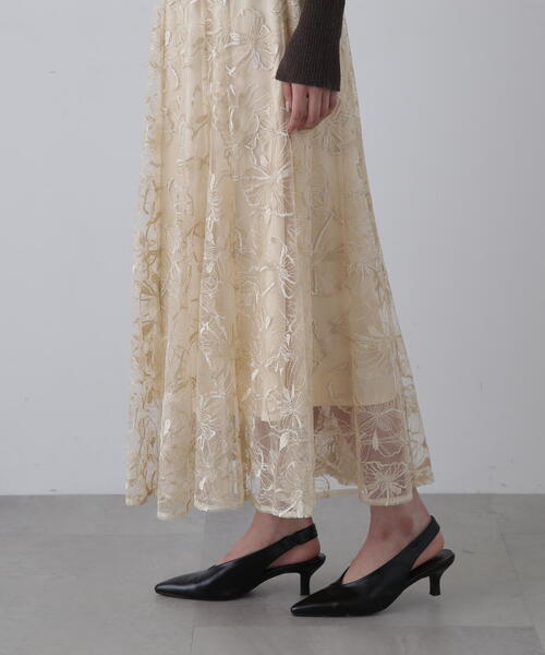 N.（N. Natural Beauty Basic）（エヌエヌナチュラルビューティーベーシック）の「◆チュールレースロングスカート（スカート・レディース・グレー/ベージュ・MEDIUM/SMALL）」の21枚目の写真