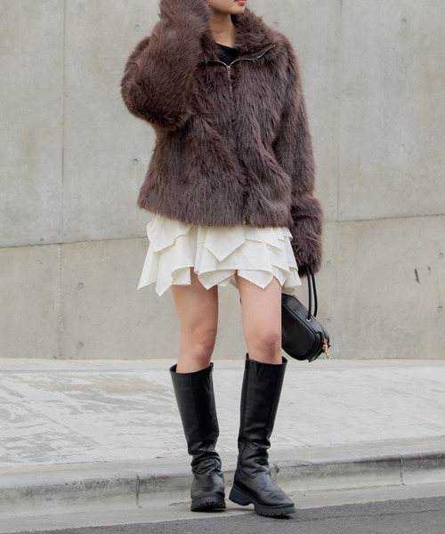 RAY CASSIN(レイカズン)の「ロングエコレザーブーツ(ブーツ・レディース・ブラック/ブラウン・SMALL/MEDIUM/LARGE)」の7枚目の写真