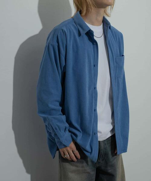 SENSE OF PLACE by URBAN RESEARCH（センスオブプレイスバイアーバンリサーチ）の「『ユニセックス』コーデュロイルーズシャツ（シャツ/ブラウス・メンズ・ライトブルー/ブラック/ブラウン/アイボリー・MEDIUM/LARGE）」の7枚目の写真