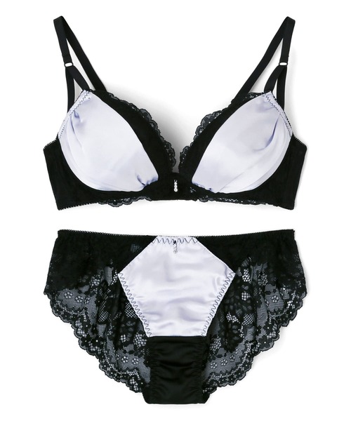【Women'secret】サテン×レース製ノンパテッドブラジャー northerly ブラジャー ショーツセット ガーデンレースサテン