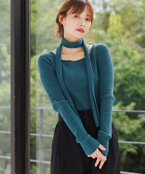 mysty woman（ミスティウーマン）の「タイツキ2WAYニットプルオーバー　200949（ニット/セーター・レディース・ライトグレー/チャコールグレー/ブルー/ブルー系その他・FREE）」の3枚目の写真