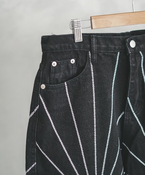 【STITCHSHOW】ハンドペイントデニムパンツ Hand Dye Custom made Rose Thorns Easy Denim PT - MODESTY