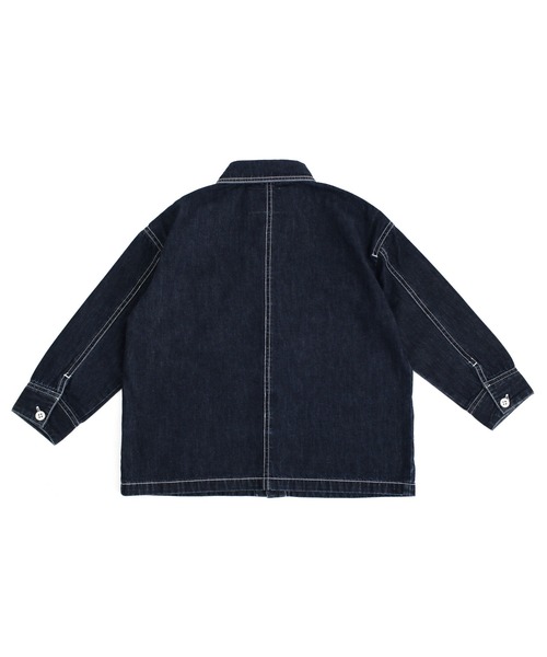 L.COPECK(エルコペック)の「デニムカバーオール(デニムジャケット・キッズ・ネイビー/ストライプ・150cm/160cm/170cm)」の5枚目の写真