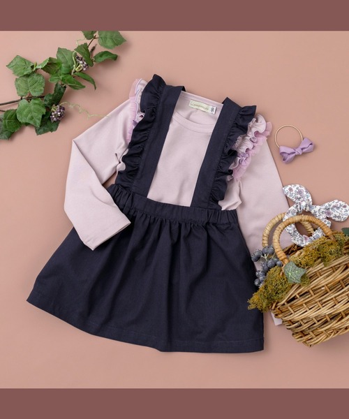 panpantutu（パンパンチュチュ）の「フリルショルダートップス(長袖)(80-130cm)（Tシャツ/カットソー・キッズ・ライトベージュ/ラベンダー/ネイビー/ピンク・80ｃｍ/90cm/110cm/120cm/130cm/100cm）」の17枚目の写真