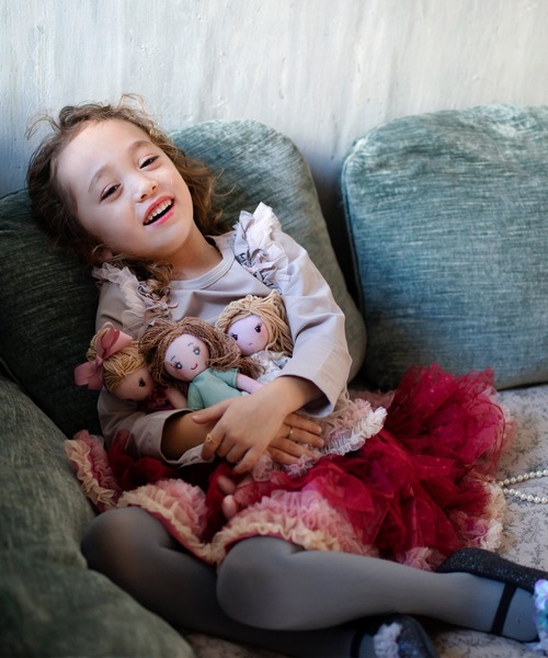 panpantutu（パンパンチュチュ）の「フリルショルダートップス(長袖)(80-130cm)（Tシャツ/カットソー・キッズ・ライトベージュ/ラベンダー/ネイビー/ピンク・80ｃｍ/90cm/110cm/120cm/130cm/100cm）」の13枚目の写真