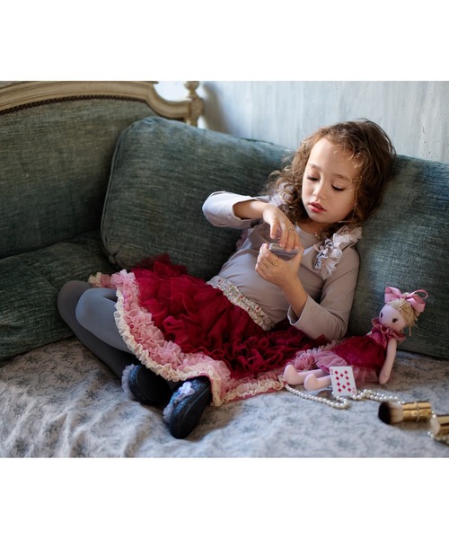 panpantutu（パンパンチュチュ）の「フリルショルダートップス(長袖)(80-130cm)（Tシャツ/カットソー・キッズ・ライトベージュ/ラベンダー/ネイビー/ピンク・80ｃｍ/90cm/110cm/120cm/130cm/100cm）」の14枚目の写真