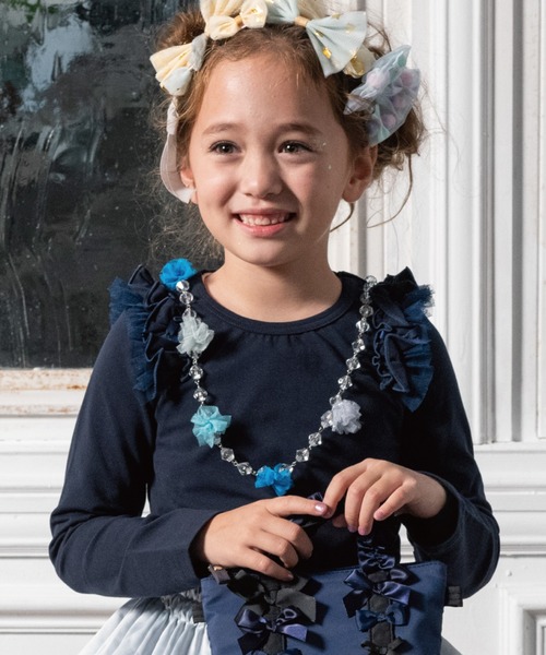 panpantutu（パンパンチュチュ）の「フリルショルダートップス(長袖)(80-130cm)（Tシャツ/カットソー・キッズ・ライトベージュ/ラベンダー/ネイビー/ピンク・80ｃｍ/90cm/110cm/120cm/130cm/100cm）」の10枚目の写真