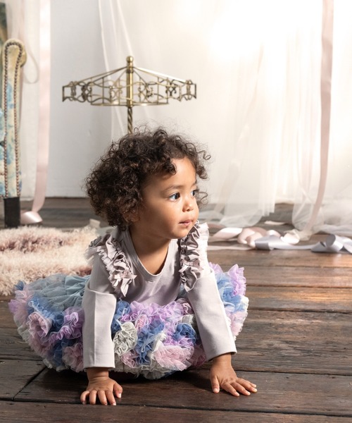 panpantutu（パンパンチュチュ）の「フリルショルダートップス(長袖)(80-130cm)（Tシャツ/カットソー・キッズ・ライトベージュ/ラベンダー/ネイビー/ピンク・80ｃｍ/90cm/110cm/120cm/130cm/100cm）」の16枚目の写真