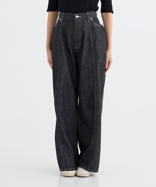 beautiful people(ビューティフルピープル)の「【beautiful people/ビューティフルピープル】left hand twill wide 3sides denim pants/インディゴツイルワイドデニムパンツ(デニムパンツ・レディース・ブラック・36/38)」の4枚目の写真
