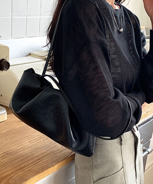 florist（フローリスト）の「ふんわりギャザーレザートートバッグ/ハンドバッグ（ハンドバッグ・レディース・シルバー/オフホワイト/ブラウン/ブラック・FREE）」の7枚目の写真