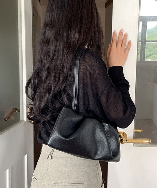 florist（フローリスト）の「ふんわりギャザーレザートートバッグ/ハンドバッグ（ハンドバッグ・レディース・シルバー/オフホワイト/ブラウン/ブラック・FREE）」の8枚目の写真