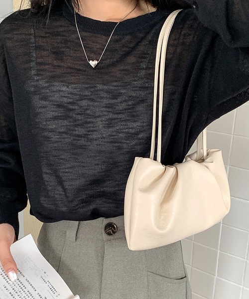 florist（フローリスト）の「ふんわりギャザーレザートートバッグ/ハンドバッグ（ハンドバッグ・レディース・シルバー/オフホワイト/ブラウン/ブラック・FREE）」の17枚目の写真