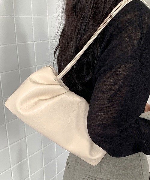 florist（フローリスト）の「ふんわりギャザーレザートートバッグ/ハンドバッグ（ハンドバッグ・レディース・シルバー/オフホワイト/ブラウン/ブラック・FREE）」の19枚目の写真