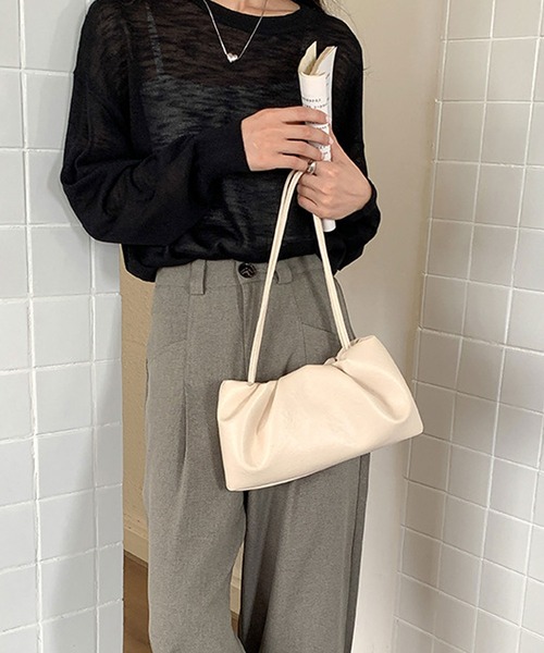 florist（フローリスト）の「ふんわりギャザーレザートートバッグ/ハンドバッグ（ハンドバッグ・レディース・シルバー/オフホワイト/ブラウン/ブラック・FREE）」の20枚目の写真