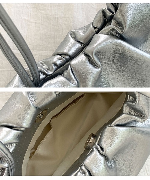 florist（フローリスト）の「ふんわりギャザーレザートートバッグ/ハンドバッグ（ハンドバッグ・レディース・シルバー/オフホワイト/ブラウン/ブラック・FREE）」の22枚目の写真
