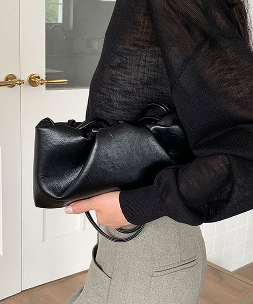 florist（フローリスト）の「ふんわりギャザーレザートートバッグ/ハンドバッグ（ハンドバッグ・レディース・シルバー/オフホワイト/ブラウン/ブラック・FREE）」の9枚目の写真