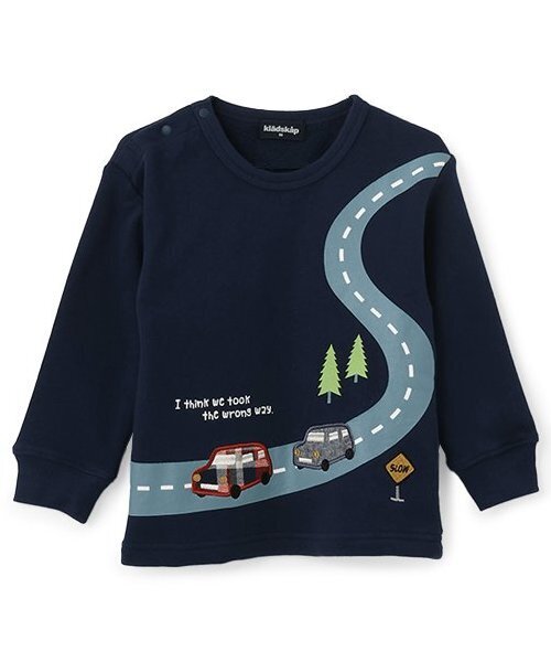 kladskap(クレードスコープ)の「【人気商品再入荷】【直営店で取り扱い無し】車アップリケ&道トレーナー(スウェット・キッズ・マスタード/ネイビー・90cm/100cm/110cm/120cm/130cm)」の2枚目の写真