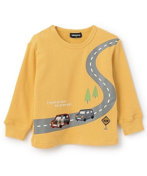 kladskap(クレードスコープ)の「【人気商品再入荷】【直営店で取り扱い無し】車アップリケ&道トレーナー(スウェット・キッズ・マスタード/ネイビー・90cm/100cm/110cm/120cm/130cm)」の1枚目の写真
