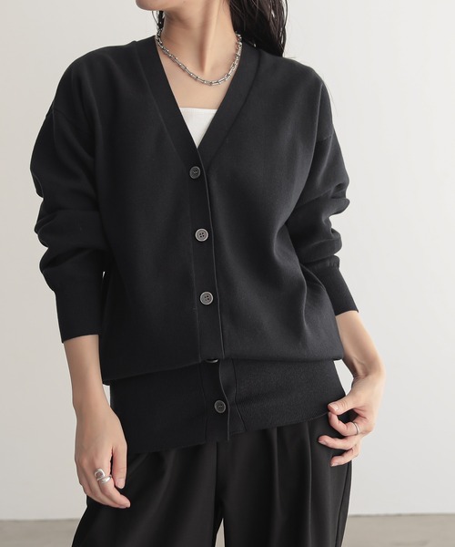 セール】スウェットライクロングVカーディガン【サスティナブル