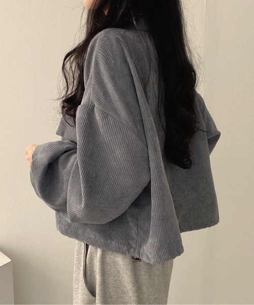 SHEPP(シープ)の「コーデュロイショートシャツ / ジャケット(シャツ/ブラウス・レディース・ブラック/ベージュ/グレー・F)」の11枚目の写真