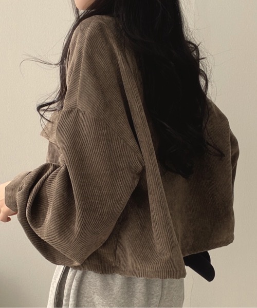 SHEPP(シープ)の「コーデュロイショートシャツ / ジャケット(シャツ/ブラウス・レディース・ブラック/ベージュ/グレー・F)」の13枚目の写真