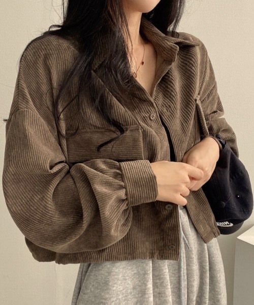 SHEPP(シープ)の「コーデュロイショートシャツ / ジャケット(シャツ/ブラウス・レディース・ブラック/ベージュ/グレー・F)」の14枚目の写真