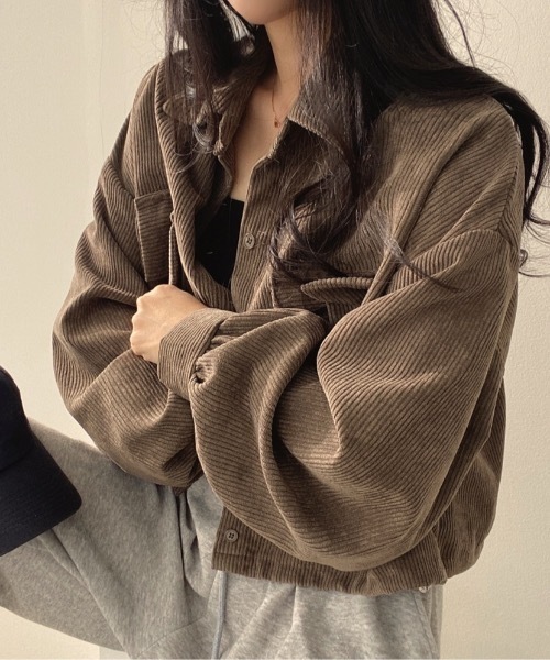 SHEPP(シープ)の「コーデュロイショートシャツ / ジャケット(シャツ/ブラウス・レディース・ブラック/ベージュ/グレー・F)」の16枚目の写真