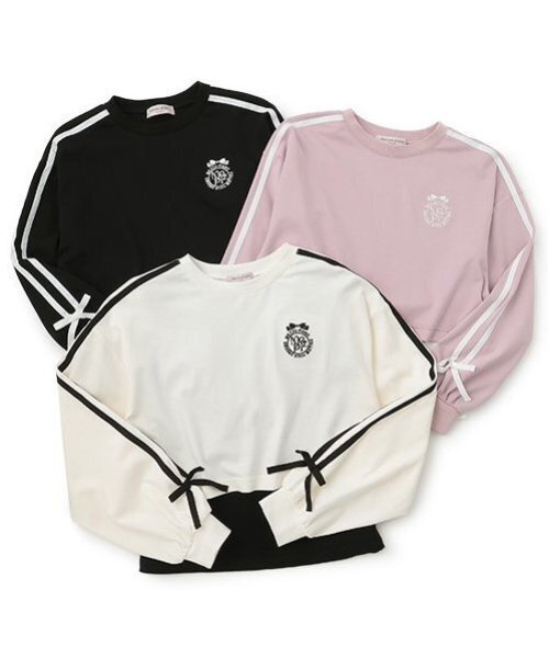 mezzo piano ライトピンク 長袖Tシャツ＆スカートセット 80cm 長袖Tシャツ＆エプロンスカートセット(80cm ピンク): キッズ