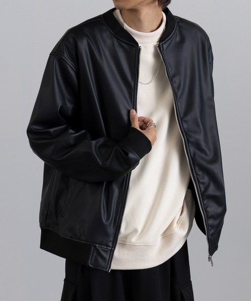 【セール】【MAISON CLUB】エコレザーリブブルゾン /4440-6001（ブルゾン）｜MAISON CLUB（メゾンクラブ）