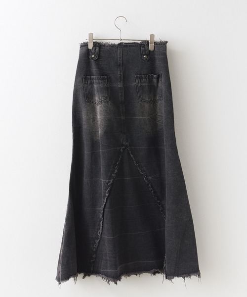 Chick(チック)の「Vintage Like Denim Mermaid Skirt / ヴィンテージ風デニムマーメイドスカート(デニムスカート・レディース・ブラック/ブルー・FREE)」の3枚目の写真