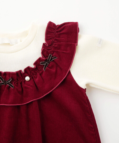 SLAP SLIP（スラップスリップ）の「ギャザーフリルリボンパールドッキングワンピース(80~130cm)（ワンピース・キッズ・ピンク/レッド・80ｃｍ/130cm/110cm/120cm/90cm/100cm）」の7枚目の写真