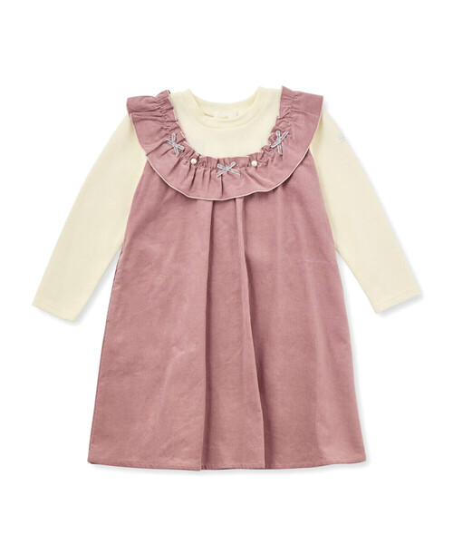 SLAP SLIP（スラップスリップ）の「ギャザーフリルリボンパールドッキングワンピース(80~130cm)（ワンピース・キッズ・ピンク/レッド・80ｃｍ/130cm/110cm/120cm/90cm/100cm）」の11枚目の写真