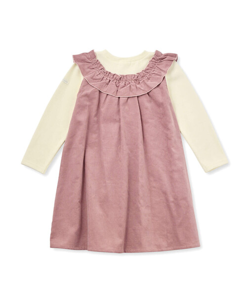 SLAP SLIP（スラップスリップ）の「ギャザーフリルリボンパールドッキングワンピース(80~130cm)（ワンピース・キッズ・ピンク/レッド・80ｃｍ/130cm/110cm/120cm/90cm/100cm）」の12枚目の写真