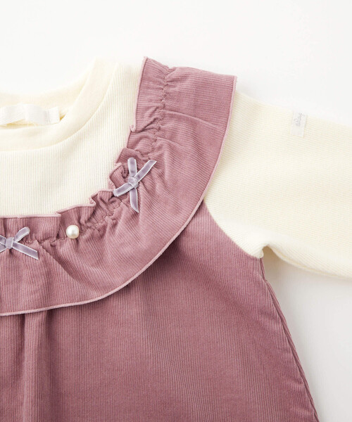SLAP SLIP（スラップスリップ）の「ギャザーフリルリボンパールドッキングワンピース(80~130cm)（ワンピース・キッズ・ピンク/レッド・80ｃｍ/130cm/110cm/120cm/90cm/100cm）」の13枚目の写真