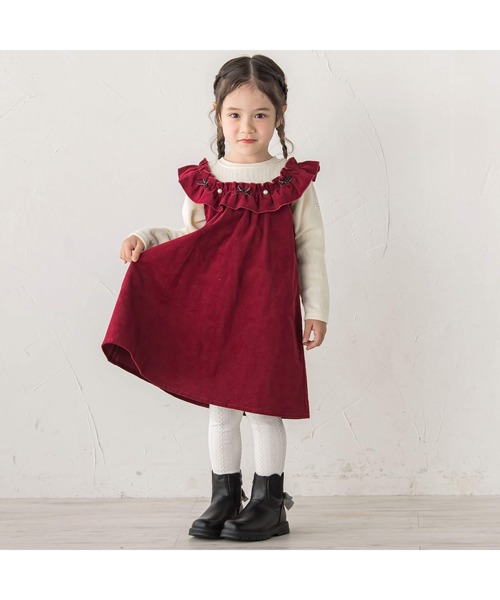 SLAP SLIP（スラップスリップ）の「ギャザーフリルリボンパールドッキングワンピース(80~130cm)（ワンピース・キッズ・ピンク/レッド・80ｃｍ/130cm/110cm/120cm/90cm/100cm）」の17枚目の写真