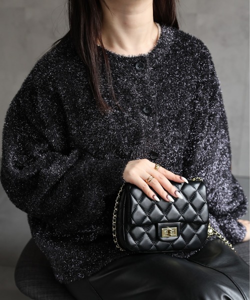 セール】ラメシャギーニットカーディガン（カーディガン/ボレロ）｜ap