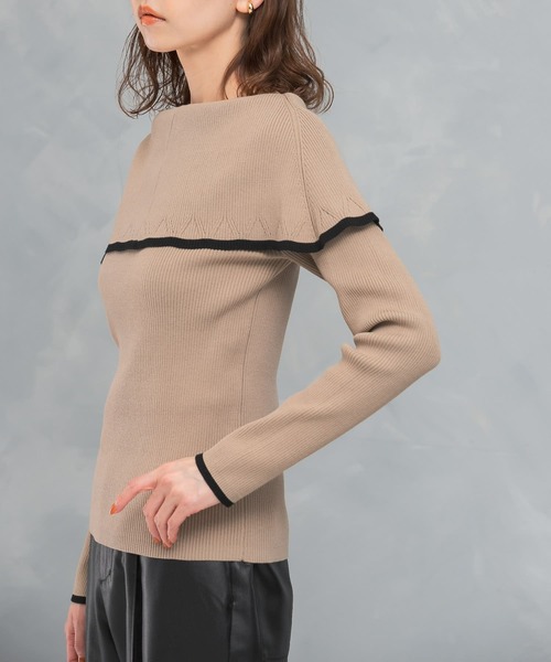 URBAN RESEARCH ROSSO WOMEN(アーバンリサーチ ロッソ)の「2wayネックバイカラーケープニット(ニット/セーター・レディース・ブラック/オフホワイト/ベージュ・FREE)」の14枚目の写真