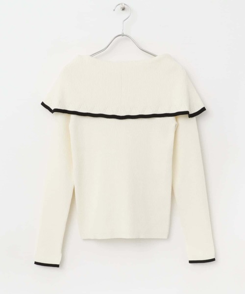 URBAN RESEARCH ROSSO WOMEN(アーバンリサーチ ロッソ)の「2wayネックバイカラーケープニット(ニット/セーター・レディース・ブラック/オフホワイト/ベージュ・FREE)」の18枚目の写真