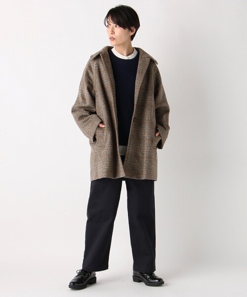 Afternoon Tea（アフタヌーンティー）の「チェックシャギーステンカラーコート（ステンカラーコート・レディース・ベージュ・MEDIUM）」の4枚目の写真