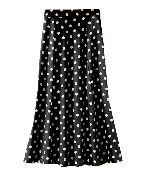 BELLUNA PLUS（ベルーナ）の「麻混素材ドット柄フレアースカート（スカート・レディース・アイボリー系/テラコッタ/ブラック系・SMALL/MEDIUM/LARGE/X-LARGE）」の5枚目の写真