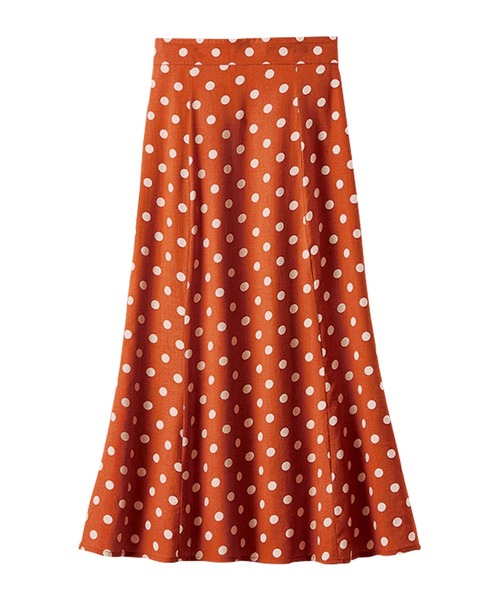 BELLUNA PLUS（ベルーナ）の「麻混素材ドット柄フレアースカート（スカート・レディース・アイボリー系/テラコッタ/ブラック系・SMALL/MEDIUM/LARGE/X-LARGE）」の6枚目の写真