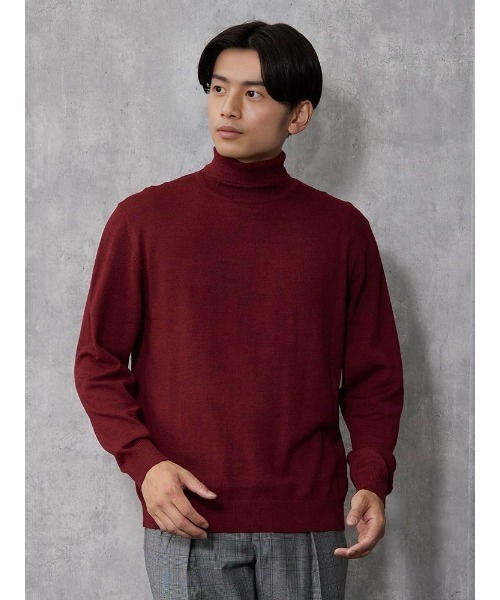 TRANS CONTINENTS（トランスコンチネンツ）の「TRANS CONTINENTS　ベーシックBIZニット　ブラック/グレー/ワイン/パープル【オフィスOK】（ニット/セーター・メンズ・チャコールグレー/ブラック/パープル/ワイン・M/L/LL）」の4枚目の写真