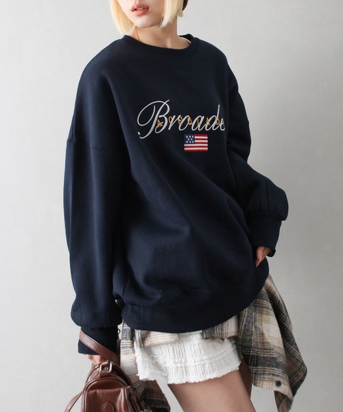 SpRay(スプレイ)の「裏起毛星条旗スウェット(スウェット・レディース・ブラック/ワイン/オートミール/ネイビー・FREE)」の3枚目の写真