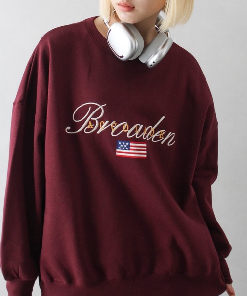 SpRay(スプレイ)の「裏起毛星条旗スウェット(スウェット・レディース・ブラック/ワイン/オートミール/ネイビー・FREE)」の4枚目の写真