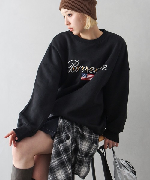 SpRay(スプレイ)の「裏起毛星条旗スウェット(スウェット・レディース・ブラック/ワイン/オートミール/ネイビー・FREE)」の11枚目の写真