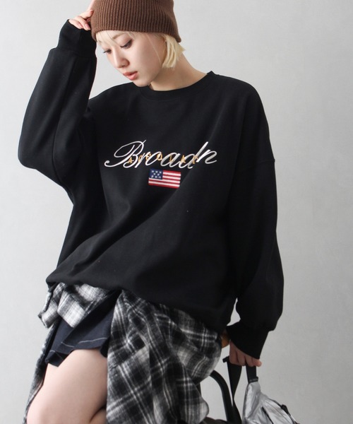 SpRay(スプレイ)の「裏起毛星条旗スウェット(スウェット・レディース・ブラック/ワイン/オートミール/ネイビー・FREE)」の12枚目の写真