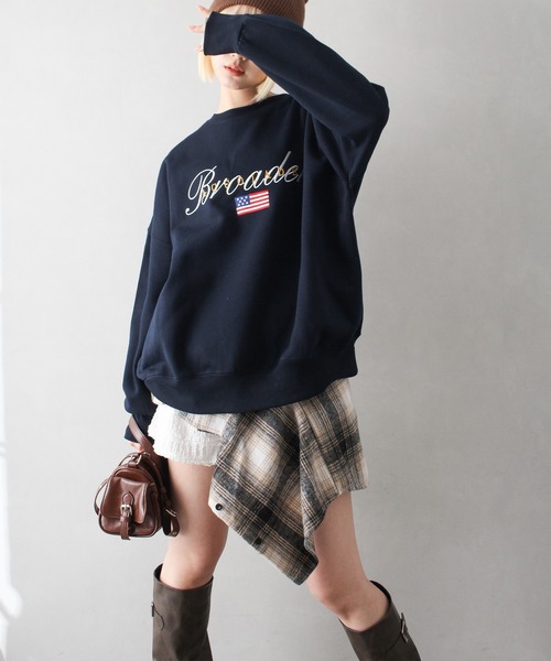 SpRay(スプレイ)の「裏起毛星条旗スウェット(スウェット・レディース・ブラック/ワイン/オートミール/ネイビー・FREE)」の19枚目の写真